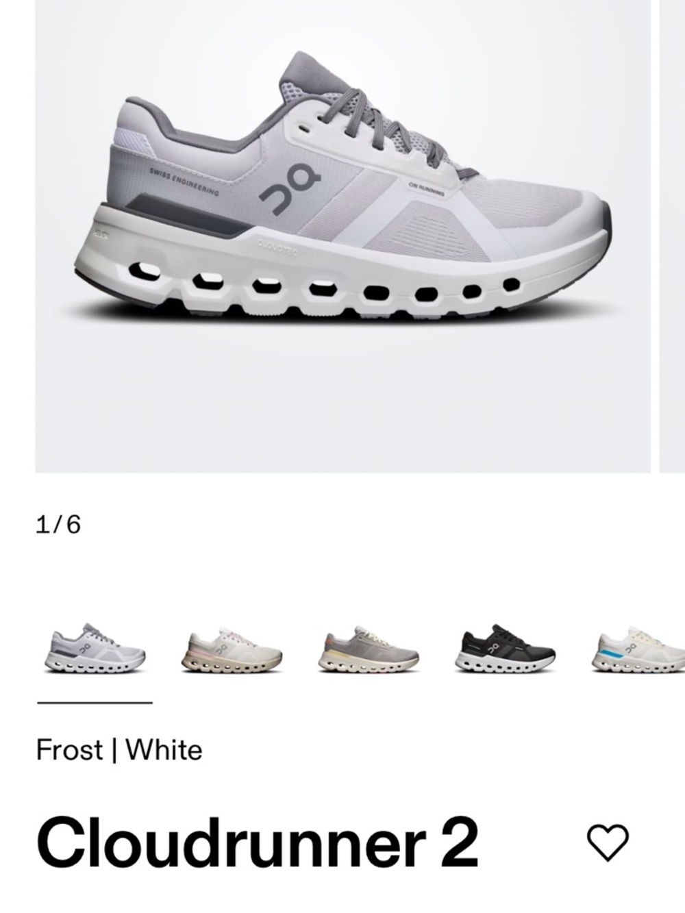 On Running Cloudrunner 2 Frost White Athletic Shoes